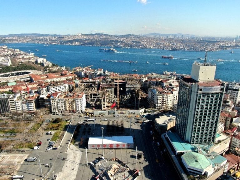Taksim AKM’de Son Durum Havadan Görüntülendi