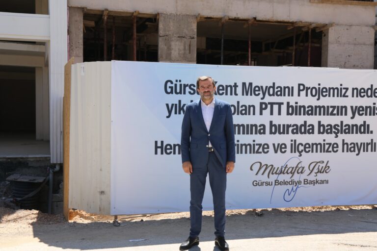 Gürsu Yeni PTT Binasında İnşaat Çalışmaları Devam Ediyor